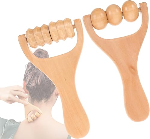 Miniatura 1 de 2 rodillos de masaje de madera, herramientas de masaje de terapia de madera, rodillo de cuello, masajeador de punto de gatillo de madera, masaje