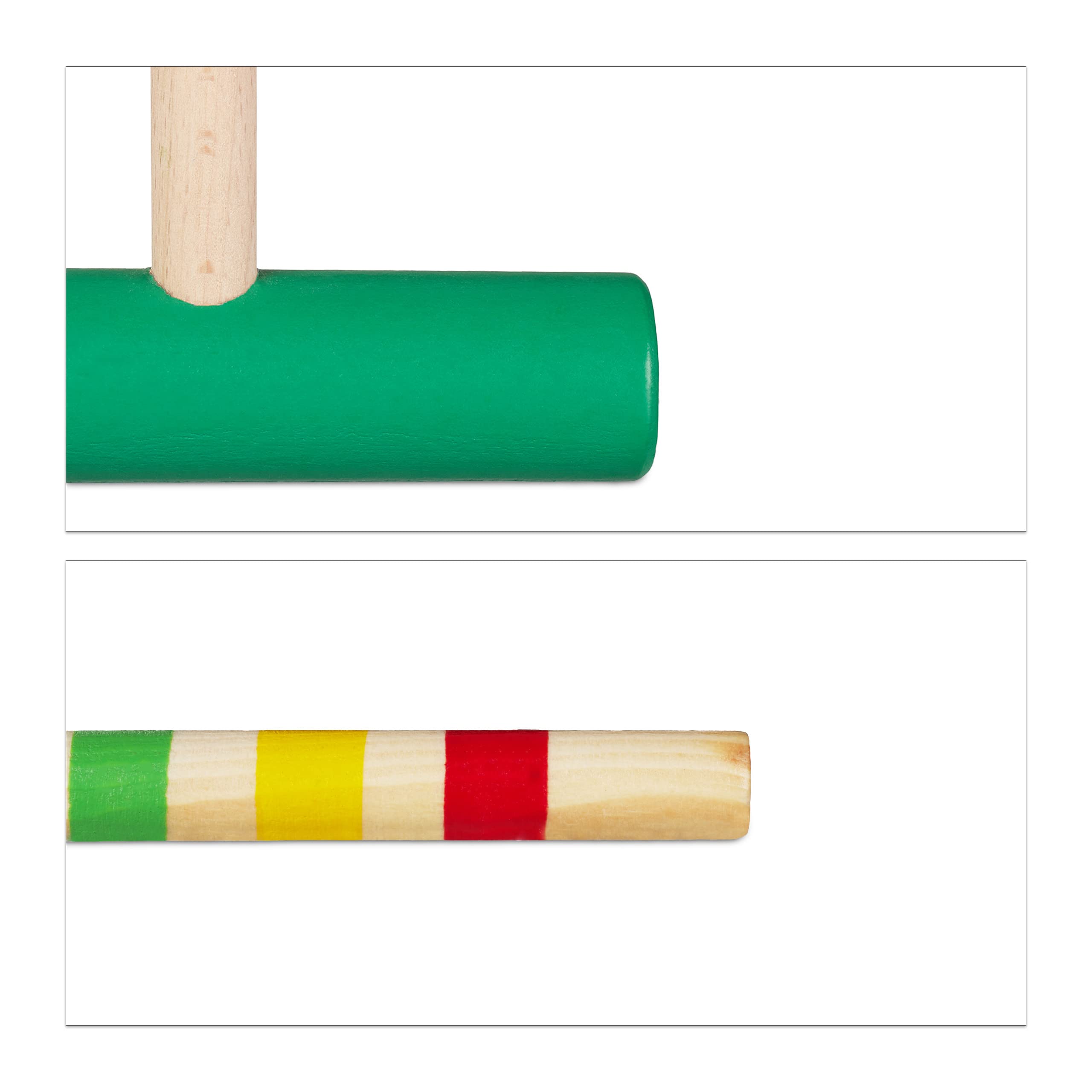 Relaxdays Jeu de Croquet en Bois, 4 Joueurs, Set Complet avec Sac