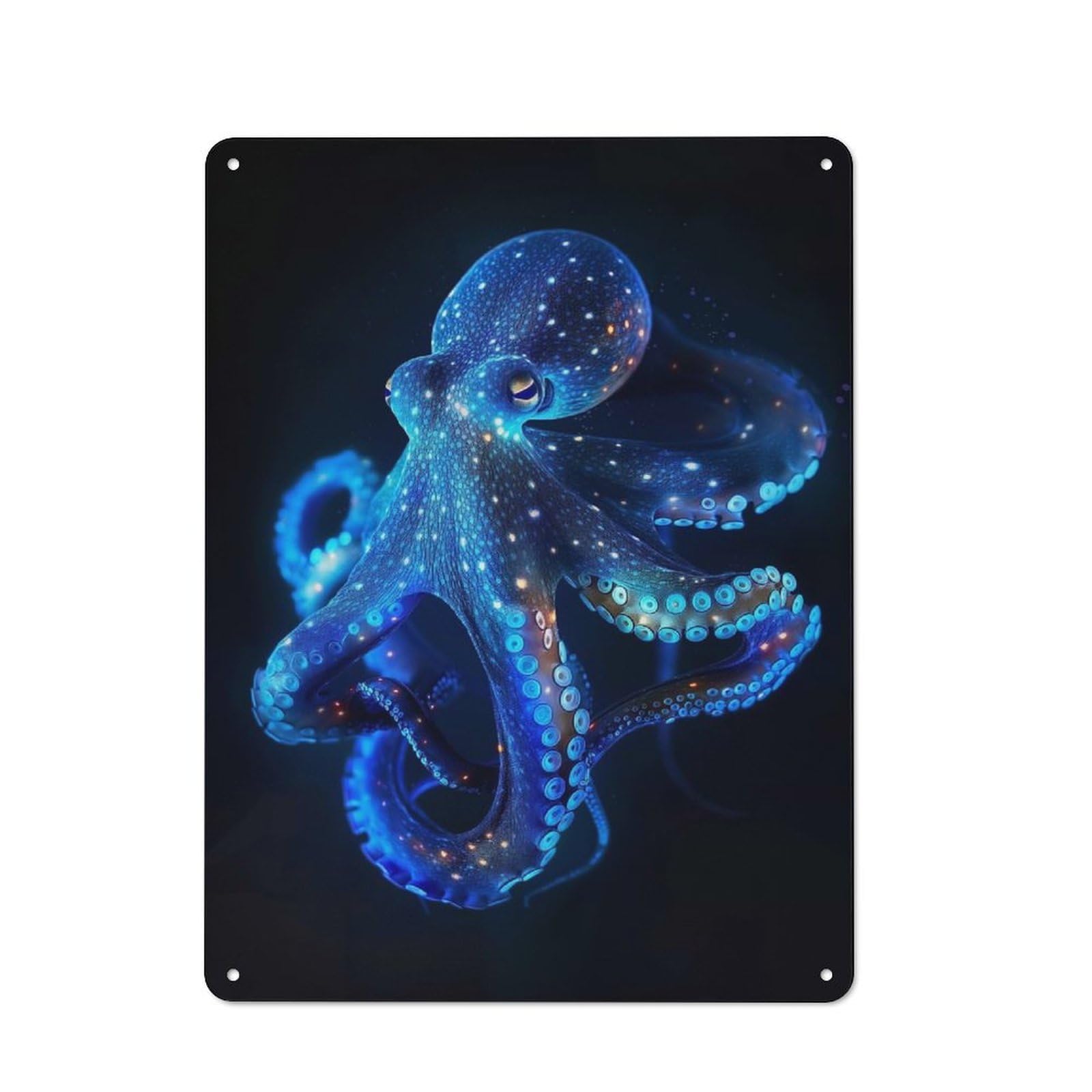 Junmoney Neon Octopus Tin Sign 40X30cm With For Workshop Wall, Rustic Decor, Suited To Workshop Decor Fans