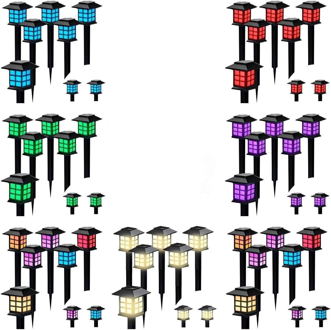 12-piece/24-piece Solar Outdoor Landscape Lights, IP44 Waterproof, 500mAh, Suitable for Courtyard, Lawn Landscape Lighting Decoration, Warm Yellow Light/White Light (24 Packs)