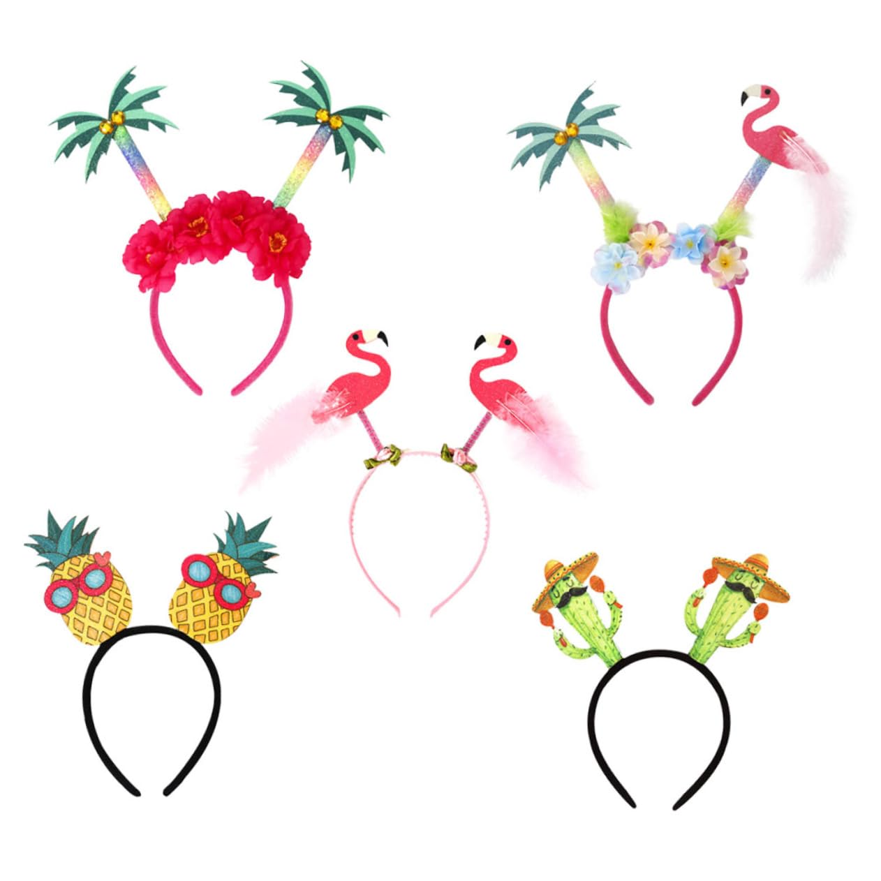 Diadema para Fiesta Hawaiana de Plástico, Paquete de 5 Piezas