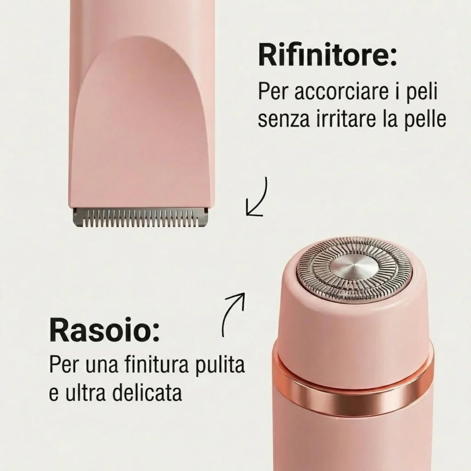 Belloria Rasoio 2 in 1 per bikini e corpo | Rifinitore Bikini e Rasoio Intimo Impermeabile IPX7,Rasatore Delicato Uso Secco e Bagnato per Gambe Ascelle e Viso