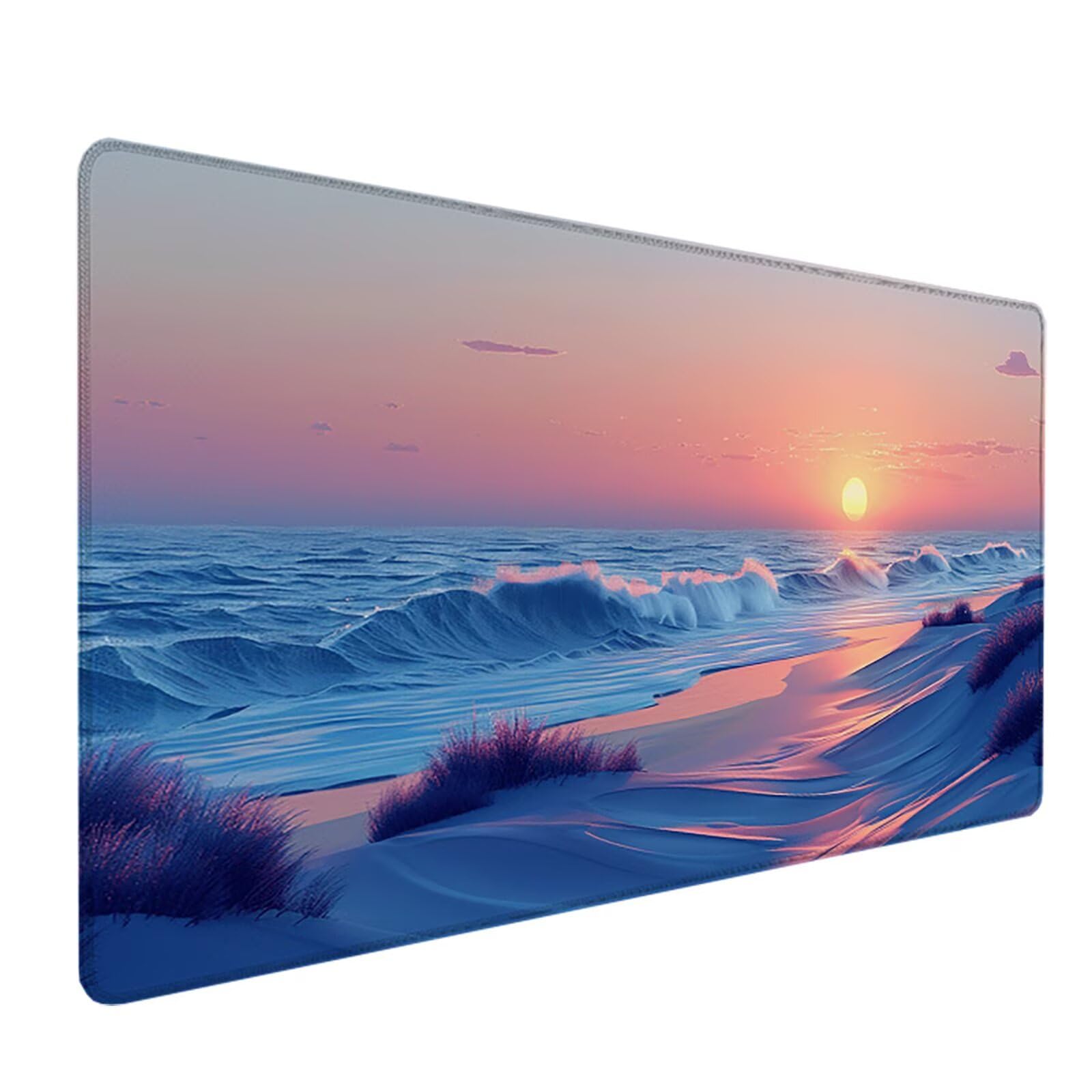 Playa Alfombrilla Ratón Gaming XXL 1500x800x3mm, Alfombrilla Gaming PúRpura Mousepad con Base de Goma Antideslizante Impermeable Desk Mat para Teclado y Raton Accesorios Gaming, Regalos de Hombre F-3