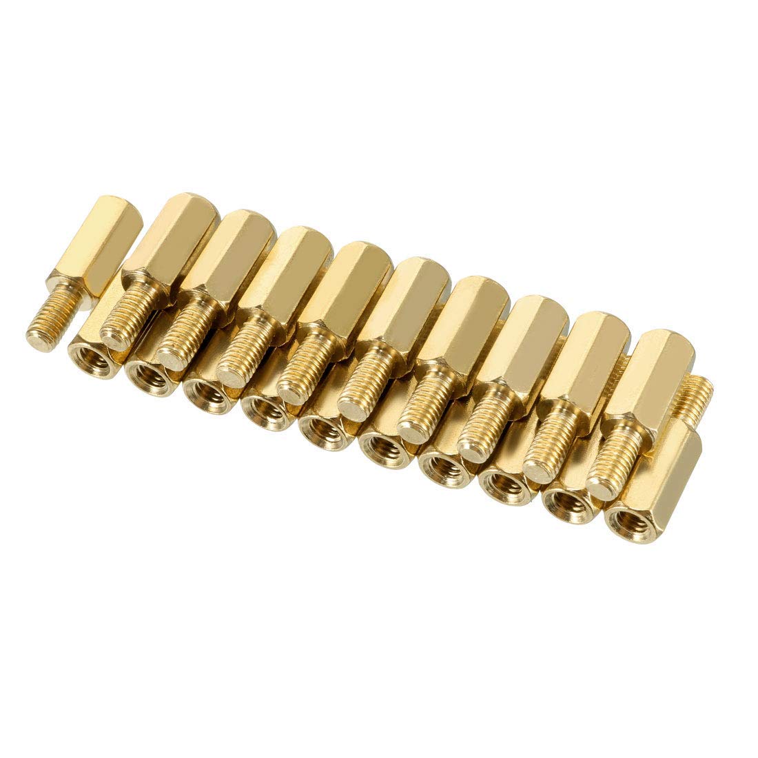 20pcs M3 10+6mm Female Male Thread Brass Hex Standoff Spacer Screws PCB Pillar