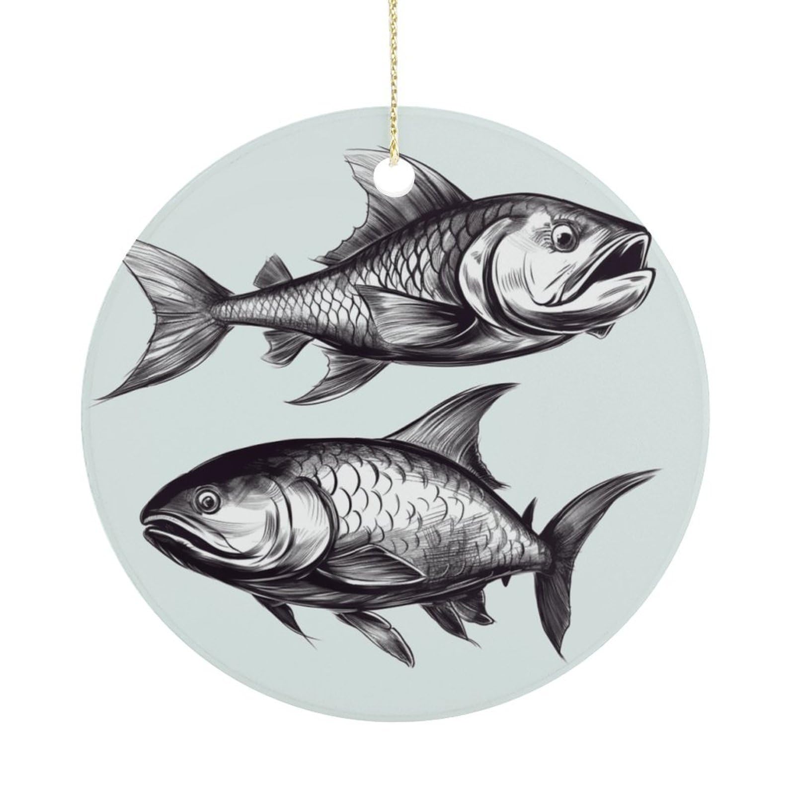 Adfgyerh Women's Style Sketch Fish Hanging Ceramic Ornaments, Christmas Tree Decorations, Funny Home Decor Gifts For Sisters & Work Best Friends
