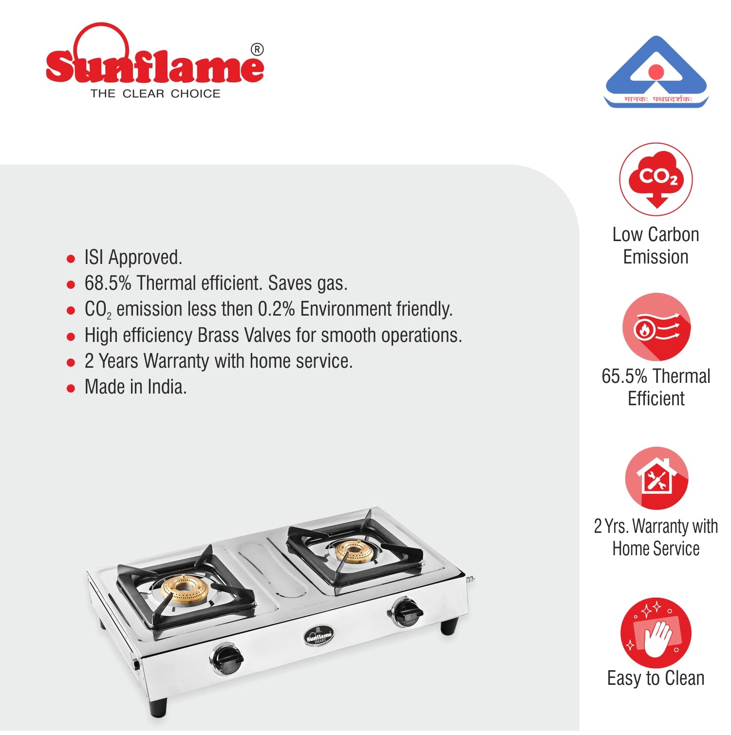 Sunflame Shakti Stainless Steel 2 Burner Gas Stove Buy Online in South