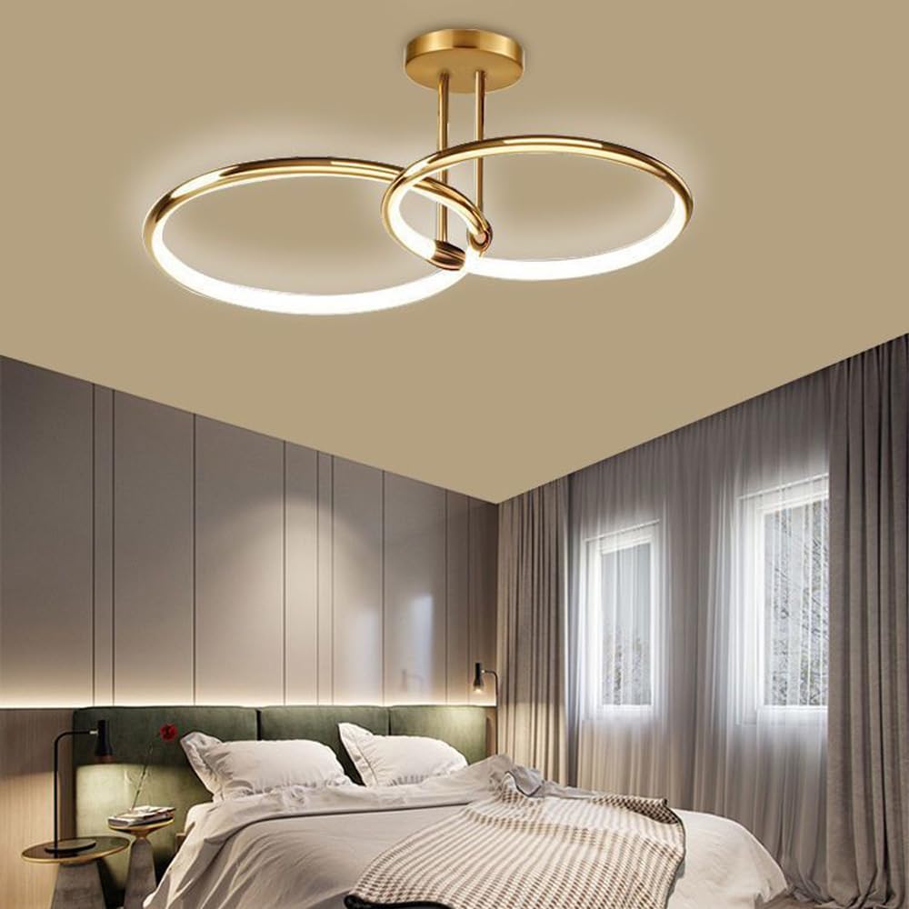 HXYSXHJUO Home Decoration LED Dimmable Ceiling Light Modern Ring Circle Flush Mount Kitchen Close To Fixtures Gold Dining Room Chandeliers For Living Bedroom Foyer