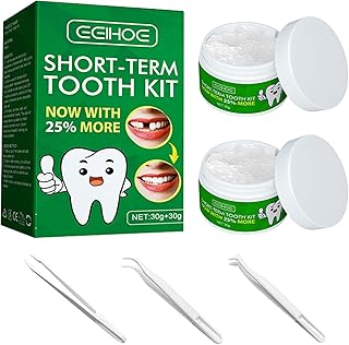 Tooth Repair Kit - 60g Temporary Fake Teeth Replacement Beads Kit with 3 Pieces Dental Tweezers Tools for Temporary Restoration of Missing & Broken Teeth Replacement Dentures