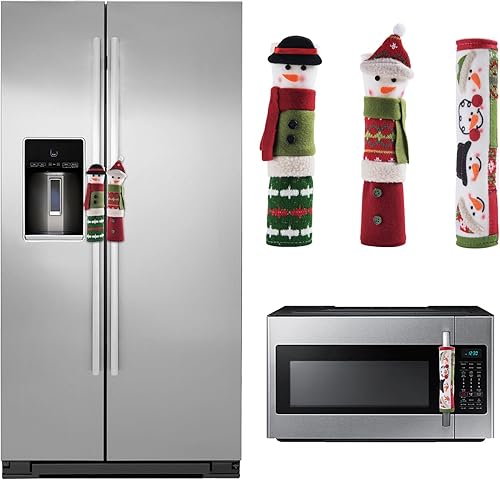 Juego de 3 fundas navideñas para manijas de refrigerador, decoración navideña para manijas de electrodomésticos de cocina y microondas