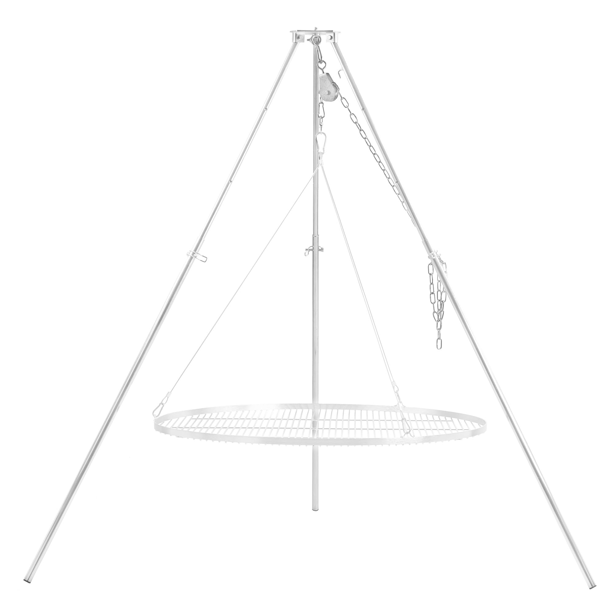 BBQ-Toro Barbacoa giratoria con bolsa de transporte, hierro galvanizado, altura regulable 119 – 184 cm, trípode para brasero, parrilla giratoria sin brasero, barbacoa de jardín, giratoria, parrilla de