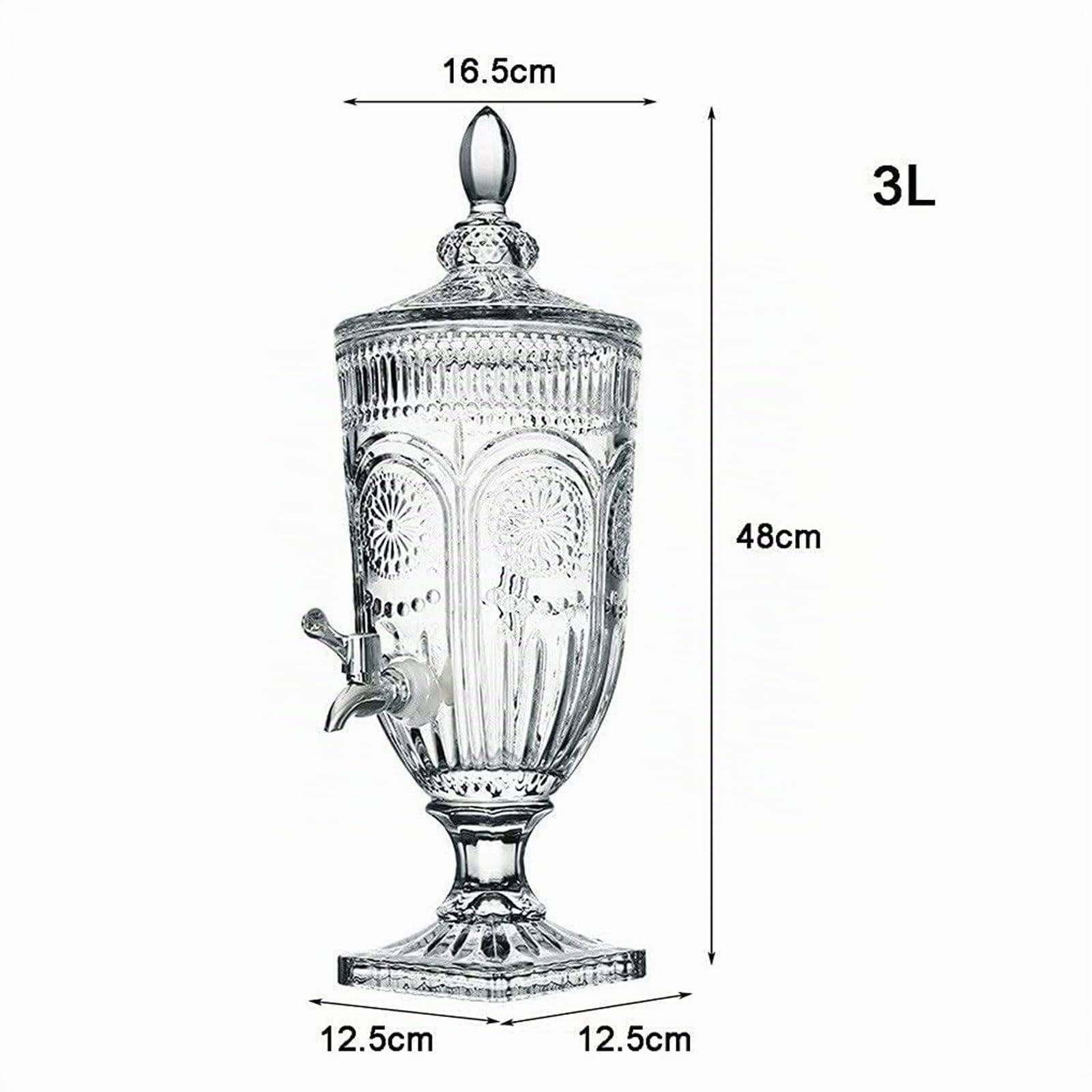 Distributeur d'eau en verre transparent 3L avec robinet, distributeurs de boissons en pot Mason pour les fêtes, serveur de boissons à large bouche en acier inoxydable 100 % étanche pour fête, bar