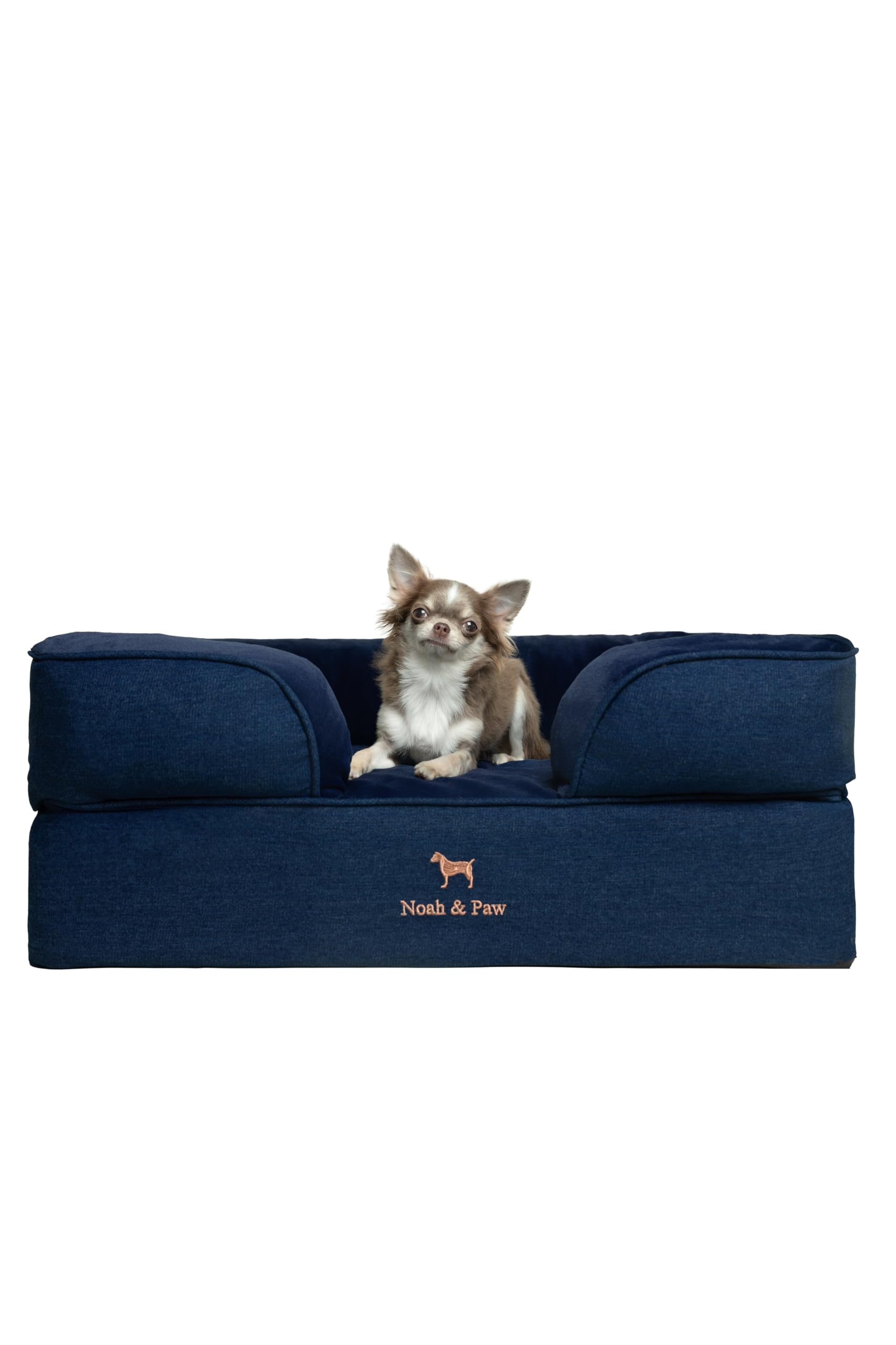 NOAH & PAW Dog Bed, 28x23x11 Inch, Orthopedic Dog Beds for Medium Size Pets, Eggshell Memory Foam Infused with Cooling Gel, Inner Cover, Waterproof, Machine Washable (Denim Sofa Collection)