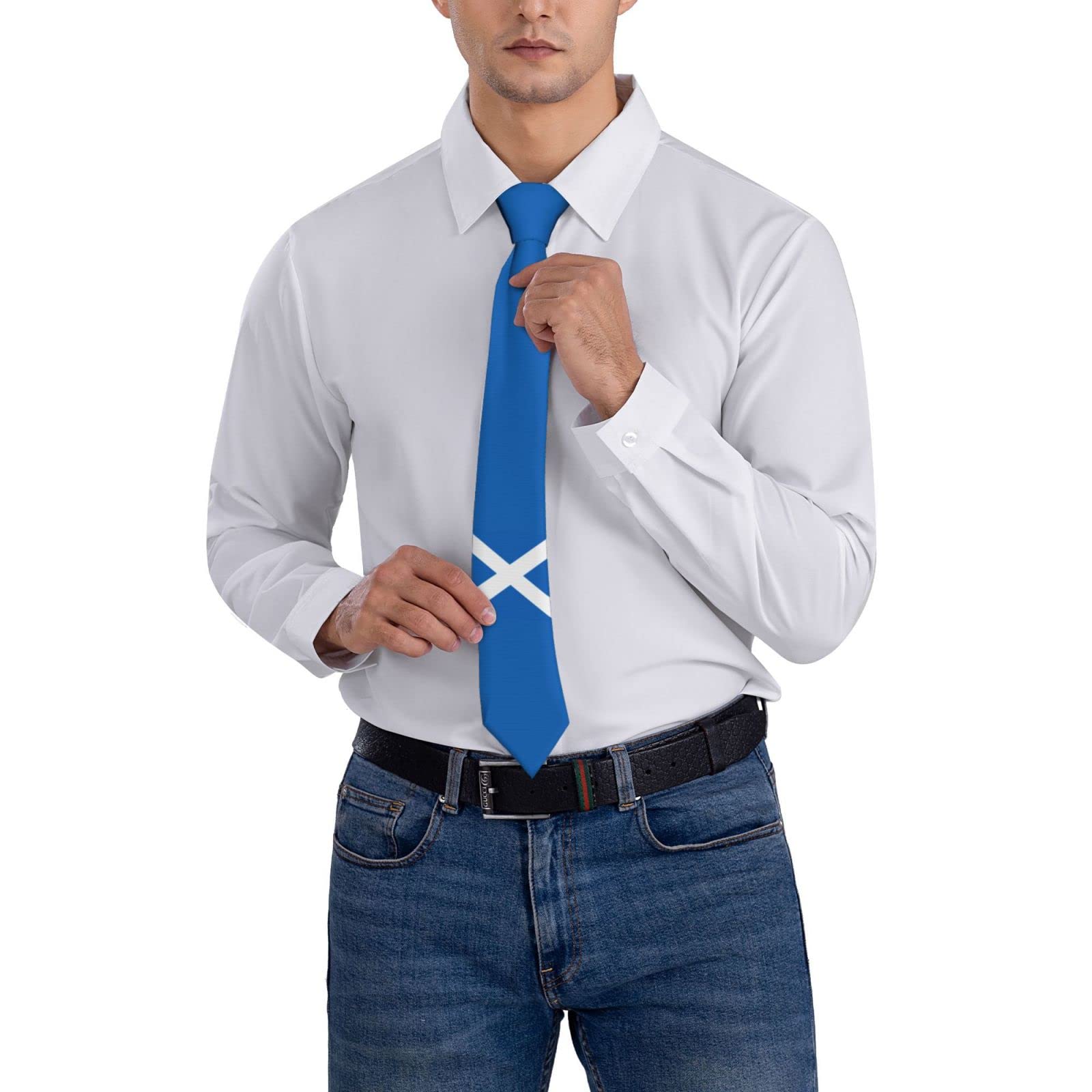 Kwqdozf Men's As Pic Scotland Flag Scotch Striped Necktie Neck Ties Wedding Party Business Neckties