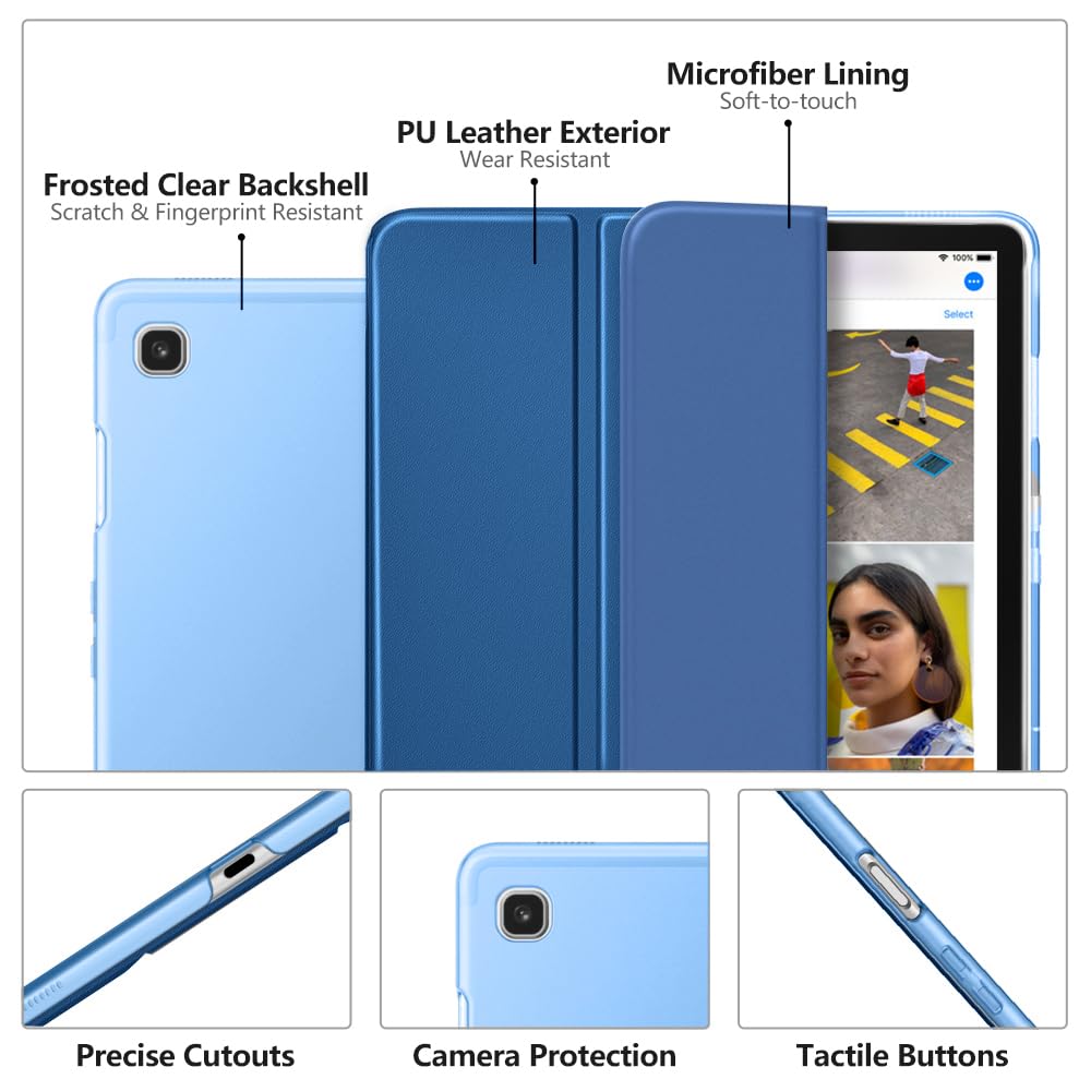 MoKo Case Fit Samsung Galaxy Tab S5e 2019, Ultra Thin Slim Shell Trifold Stand Cover with Frosted Back with Auto Wake and Sleep for Galaxy Tab S5e SM-T720/SM-T725 2019 Tablet, Dark Sea Blue