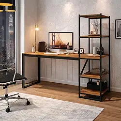 Escrivaninha Industrial,Escrivaninha Estudo Home Office Industrial Para Escritório Mesa Trabalho Penteadeira Com Prateleiras(Canela)