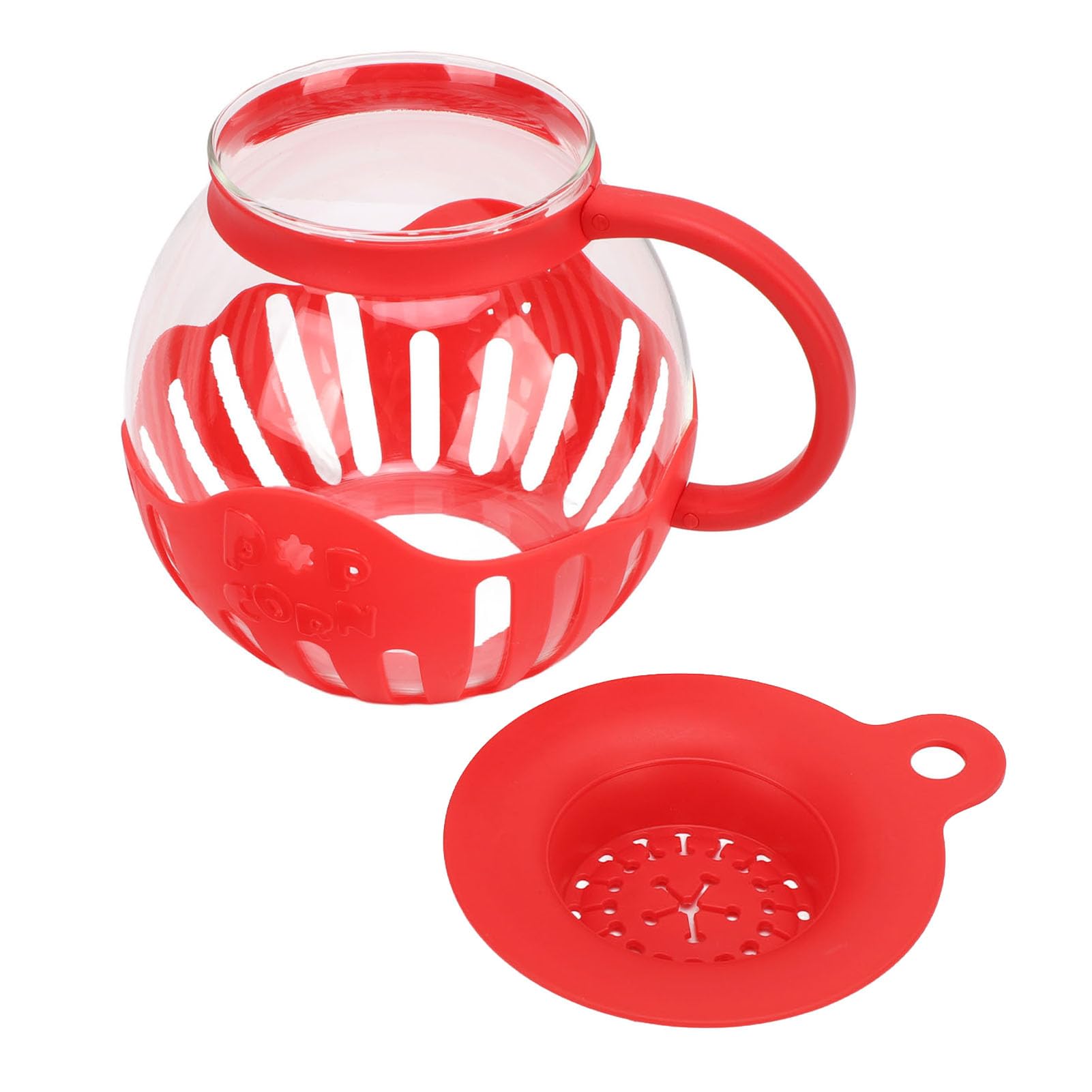 VGEBY Home Popcorn Popper - Palomitas de maíz de cristal para microondas, 2,13 L, para noches de cine y juegos (rojo)