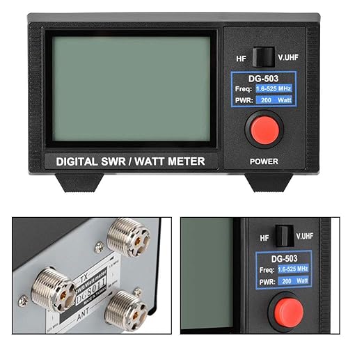 Miniatura 5 de Medidor digital SWR/W, DG-503 LCD digital de 3.5 pulgadas, medidor SWR/Watt 1.6-60MHz/125-525MHz SWR para radios bidireccionales, herramienta