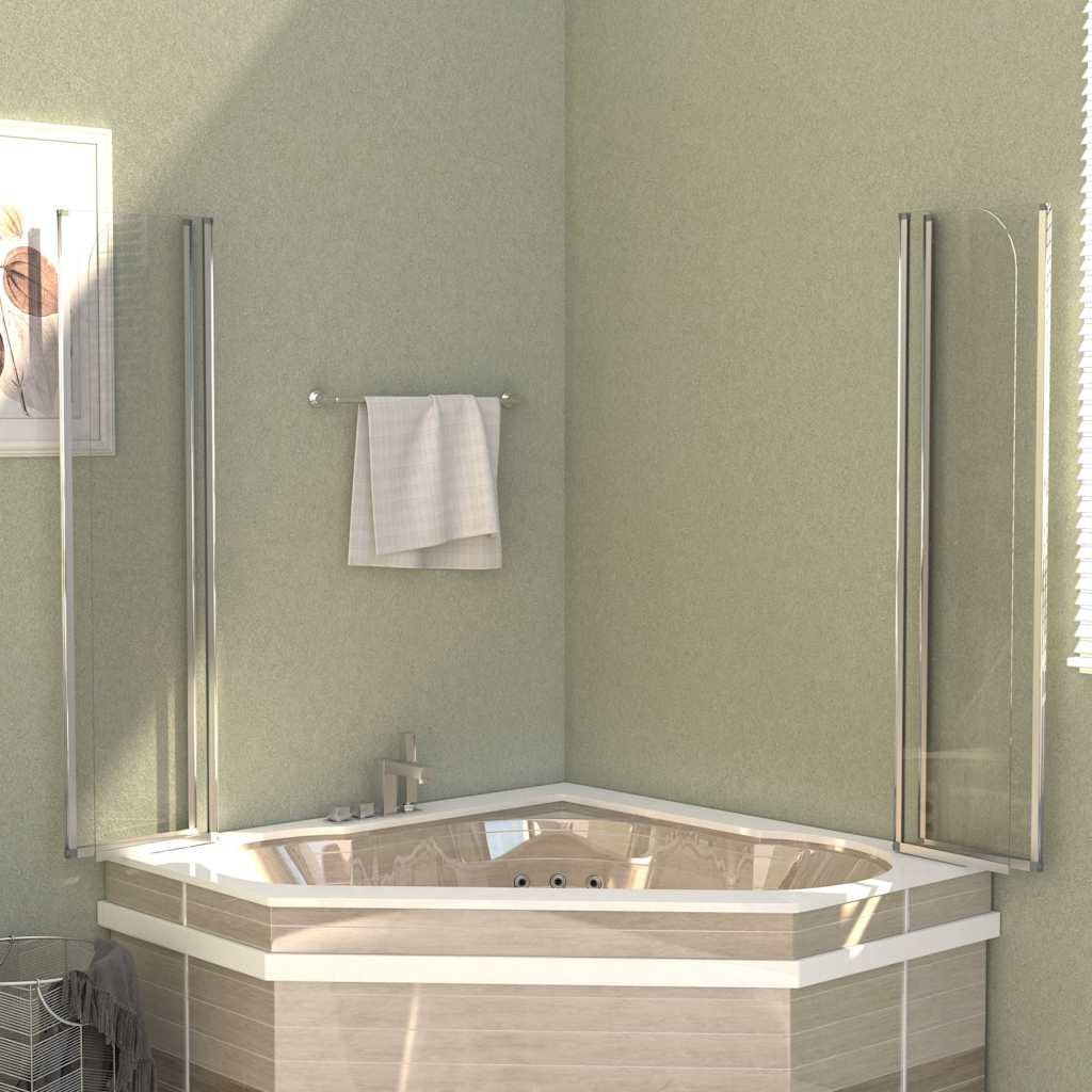 Kabiny prysznicowe, 2 sztuki, 104 x 130 cm, szkło hartowane, przezroczyste, z profilami aluminiowymi, składana konstrukcja, łącznie z materiałem montażowym do wejścia i przegrody łazienkowej