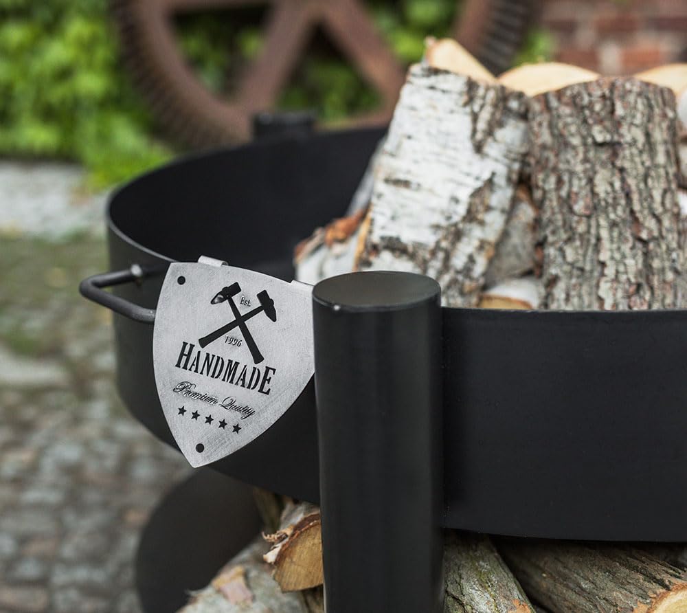 CookKing Stahl Feuerschale Montana Ø 60x45 cm Schwarz mit Holzlager