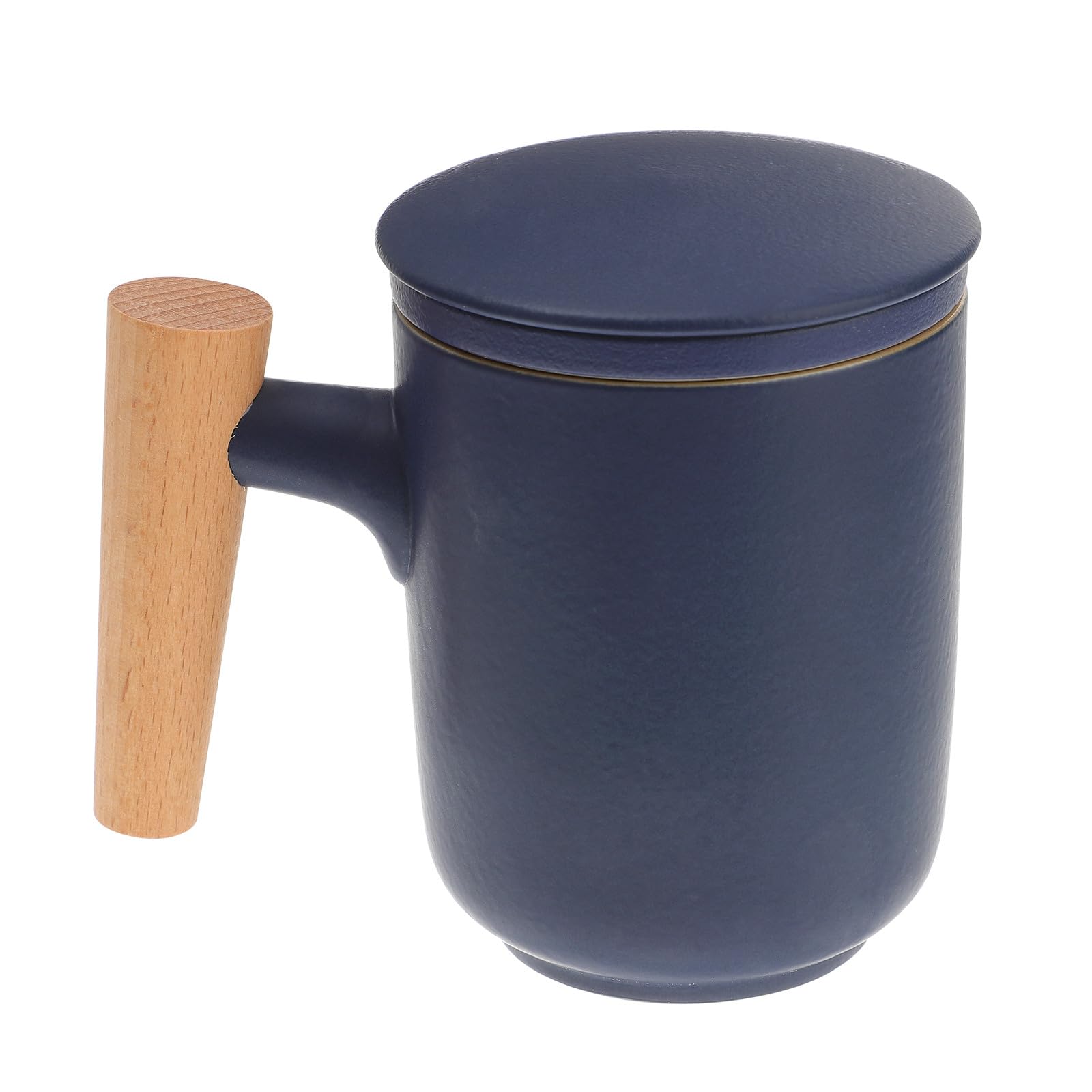Toyvian Tasse à Thé Étanche en Céramique Noire Infuseur et Couvercle, Poignée en Bois Délicate Travail Voyages