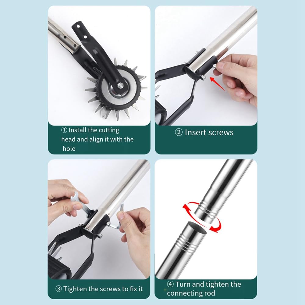 Herramienta de corte de bordes manual con rueda, cortadora de césped giratoria, tijeras de borde de césped para aceras de jardín (1,2 m)