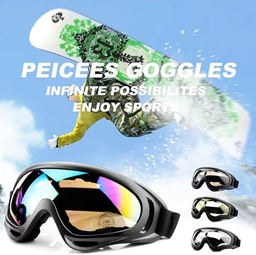 Miniatura 7 de Peicees Paquete de 2 gafas de esquí para mujeres, hombres, niños, deportes de nieve, motocicleta, snowboard