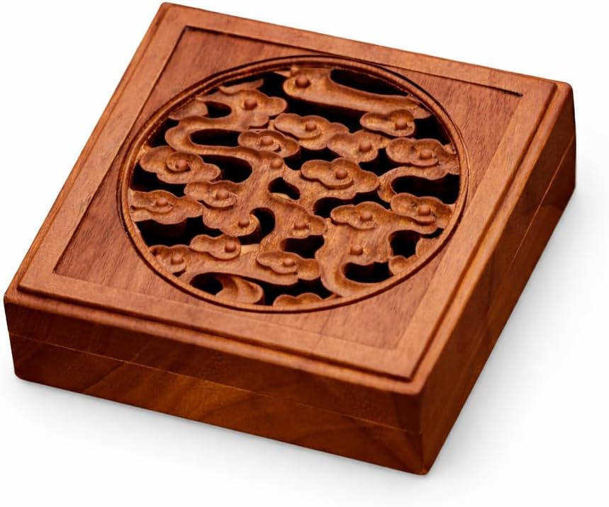 Cloud Carved Rosewood Incense Burner - Handmade Zen Home Decor