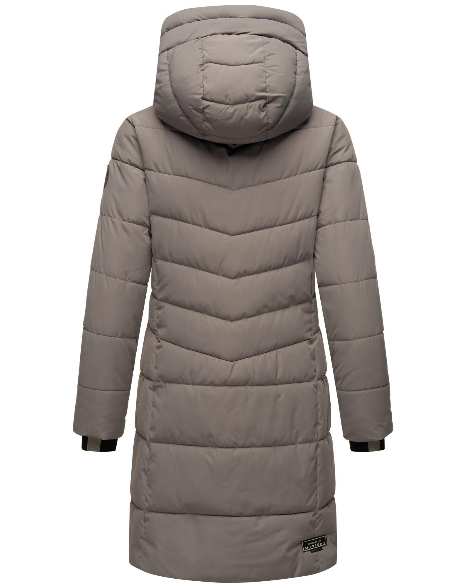 MARIKOO Damen Winterjacke lange Winter Stepp Jacke mit Teddyfell warm gefüttert B978