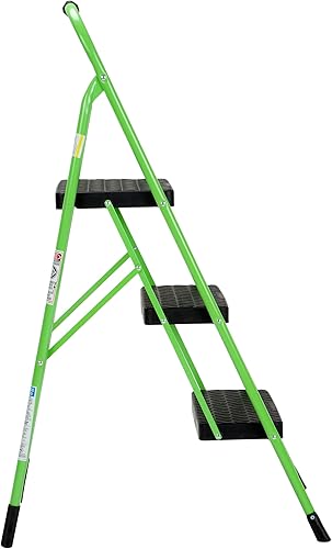 Miniatura 3 de Cosco 11408GNF1E - Taburete plegable de tres peldaños grandes con mango de goma, color verde
