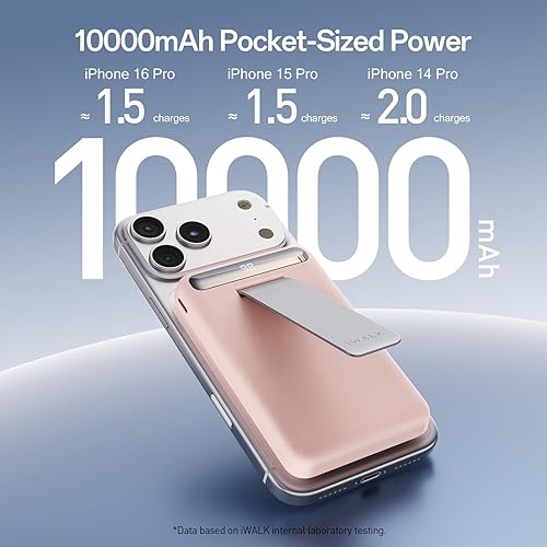 Miniatura 3 de iWALK Qi2 Certified 15W Magnetic Wireless Power Bank, 10000mAh Portable Charger with Adjustable Stand & LED Display, Fast Charging for iPhone
