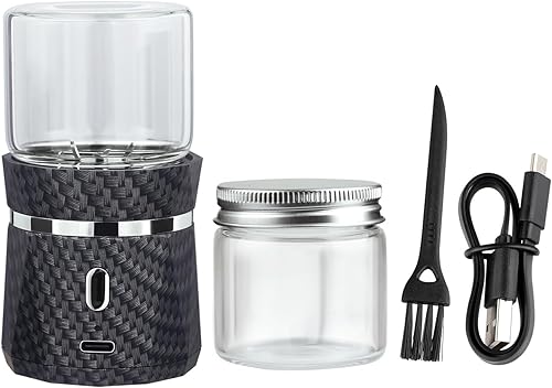 Molinillo eléctrico único de hierbas, molinillo de especias pequeño, molinillos eléctricos de hierbas, tamaño mini de 2 x 3.5 pulgadas con 2 tarros