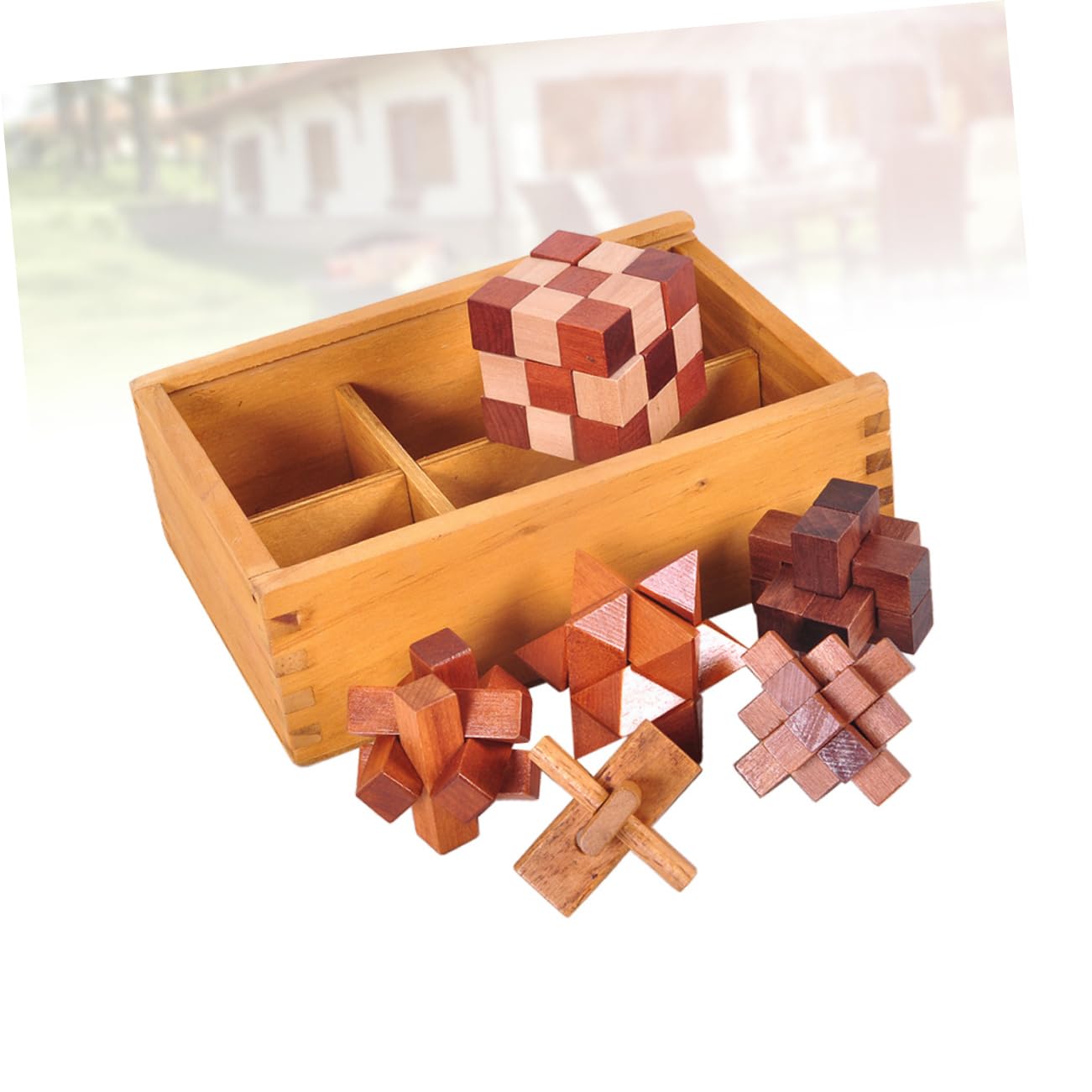 6piezas Puzzle De Madera para Niño Niña Enclavamiento Ming Luban Estimula La Imaginación Coordinación Juguete Educativo para Desarrollar Habilidades Cognitivas
