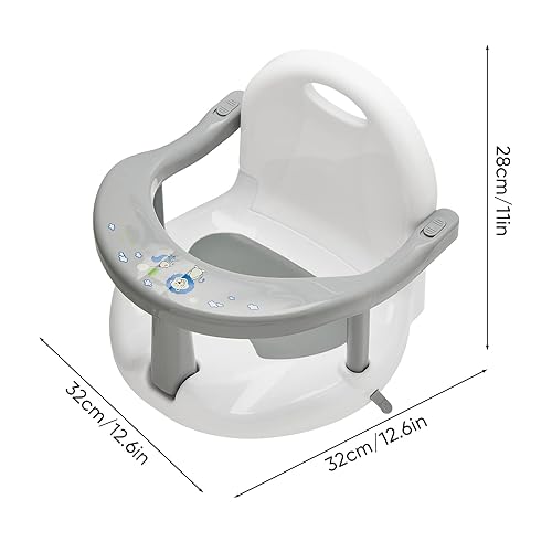 Miniatura 6 de Asiento de baño plegable para bebé, asiento de bañera antipunta, silla de ducha Safty para bebé, asiento envolvente con ventosas (gris bebé, 12.6 x