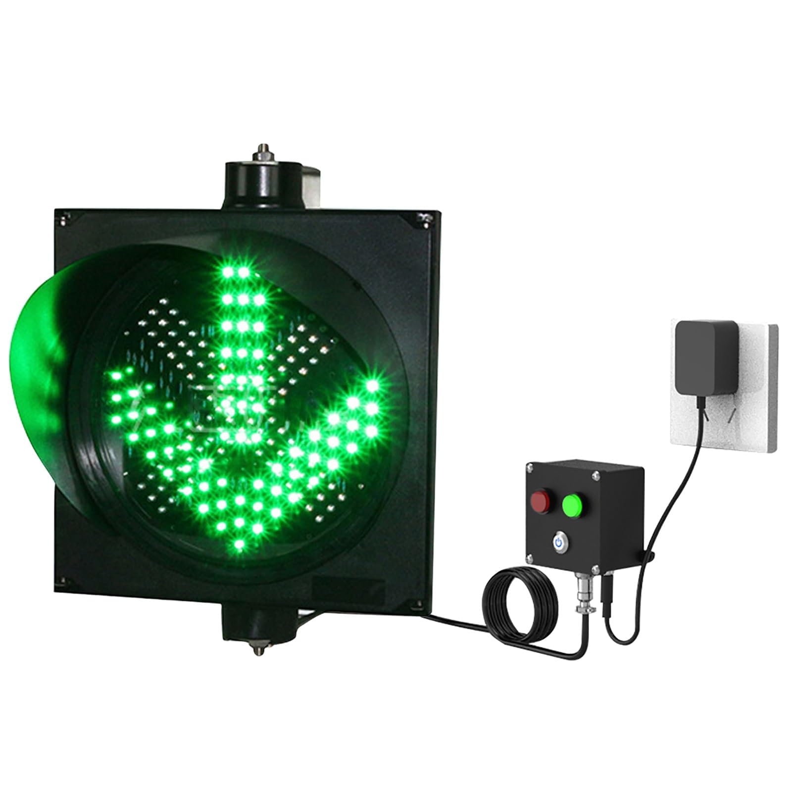 Sygnalizator Świetlny Stop 300 Mm, Czerwono-zielony, Przemysłowy, Led Z Przyciskiem Sterującym, Ostrzegawczy, X/strzałka, Z Przewodem 5 M, Ip54, Wodoodporny, Do Użytku Na Drodze, Na Stacji Poboru