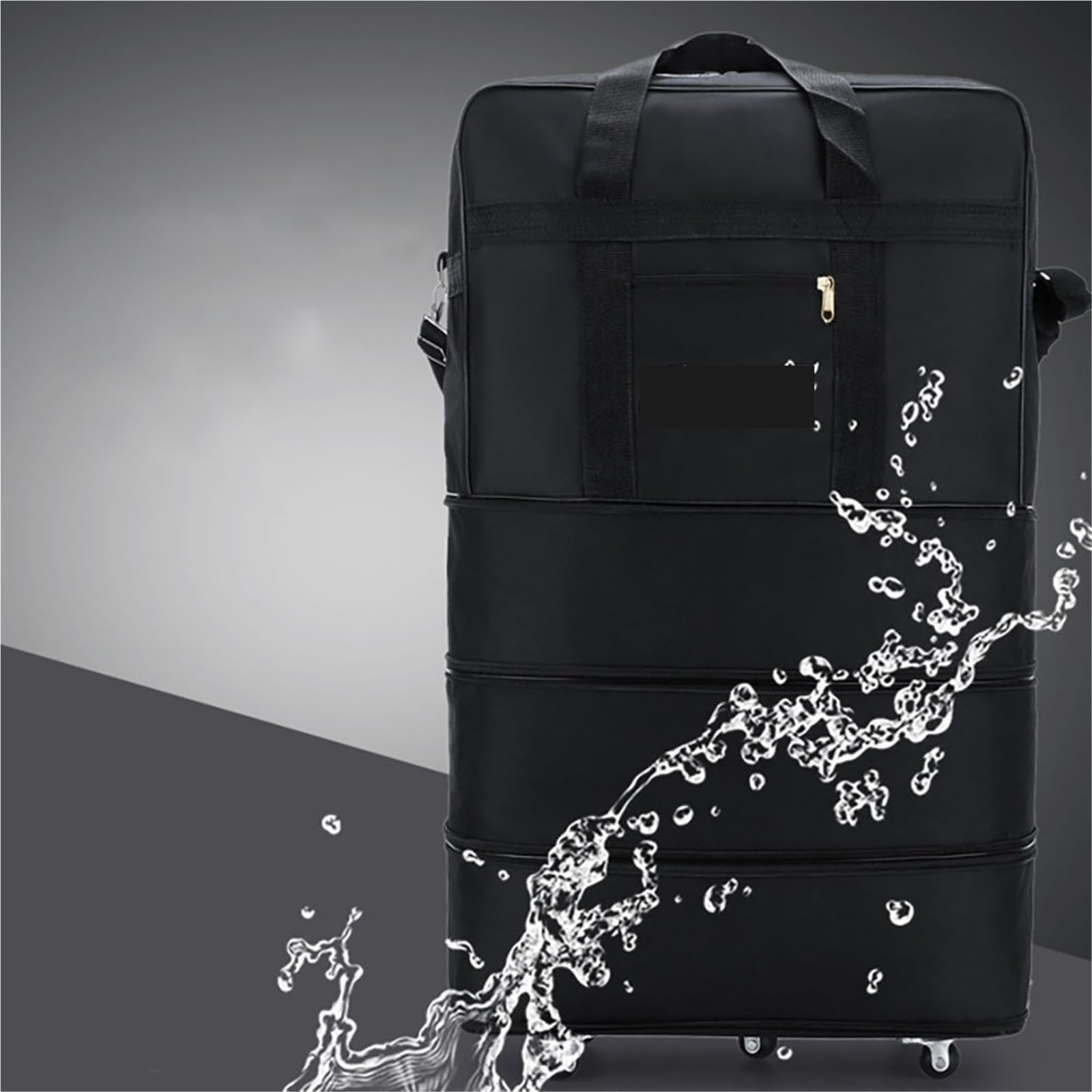 Ruote da viaggio for donna Uomo Trolley pieghevole espandibile Valigia nera versatile for viaggi di fine settimana(Black M 5 wheels)