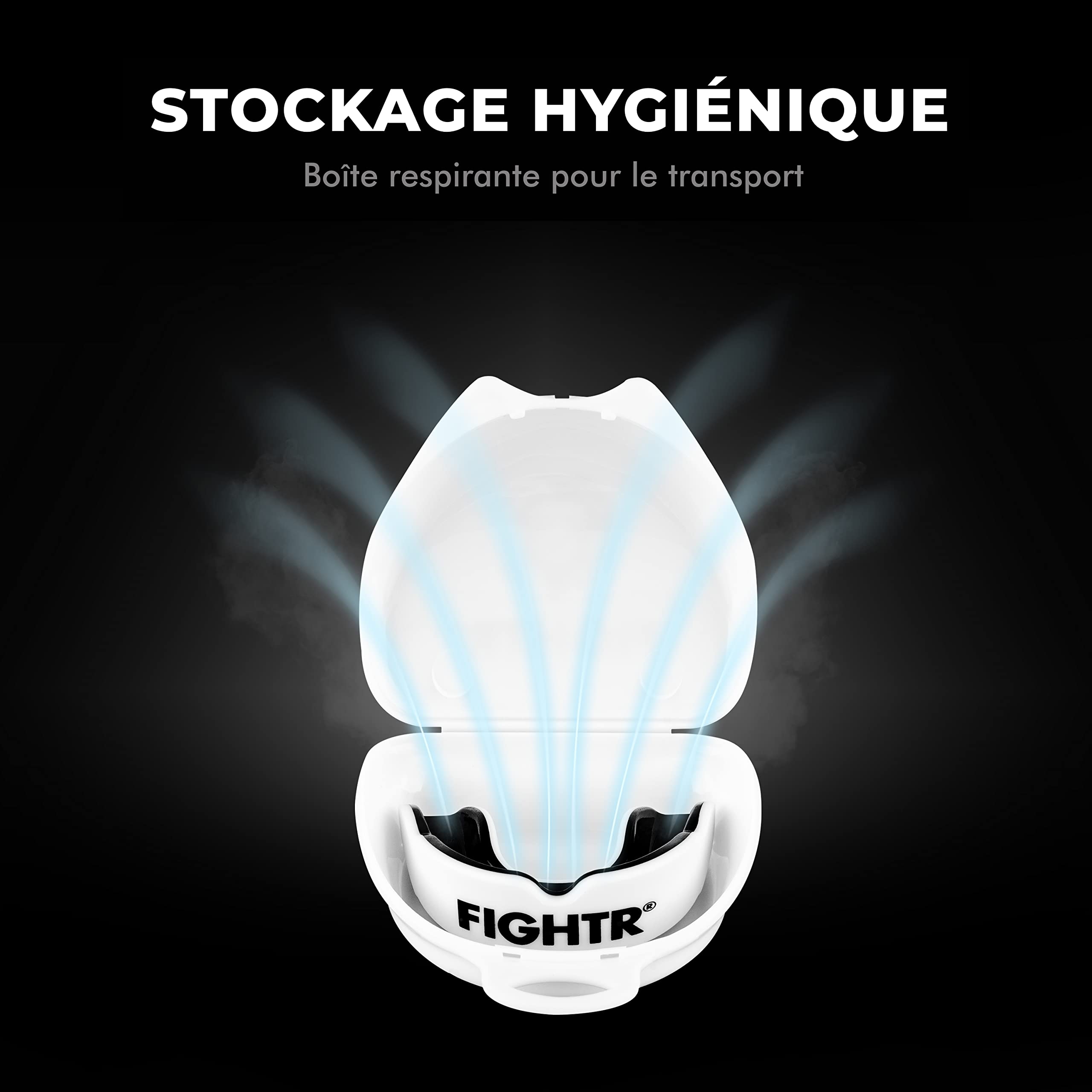 FIGHTR® Protège-Dents Sport Boxe MMA Muay Thai Hockey Arts Martiaux Respiration Facile Ajustable Boîte Hygiène