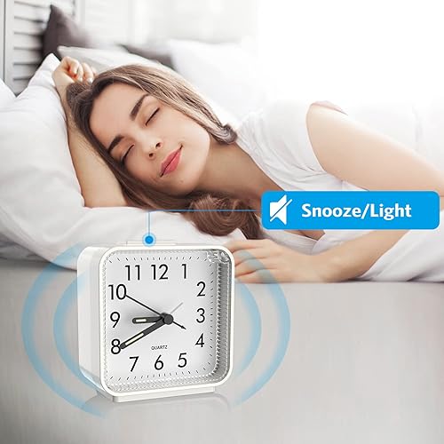 Miniatura 3 de Reloj despertador ruidoso para personas que duermen pesadas, reloj de escritorio de 3 pulgadas para dormitorio, reloj despertador silencioso sin