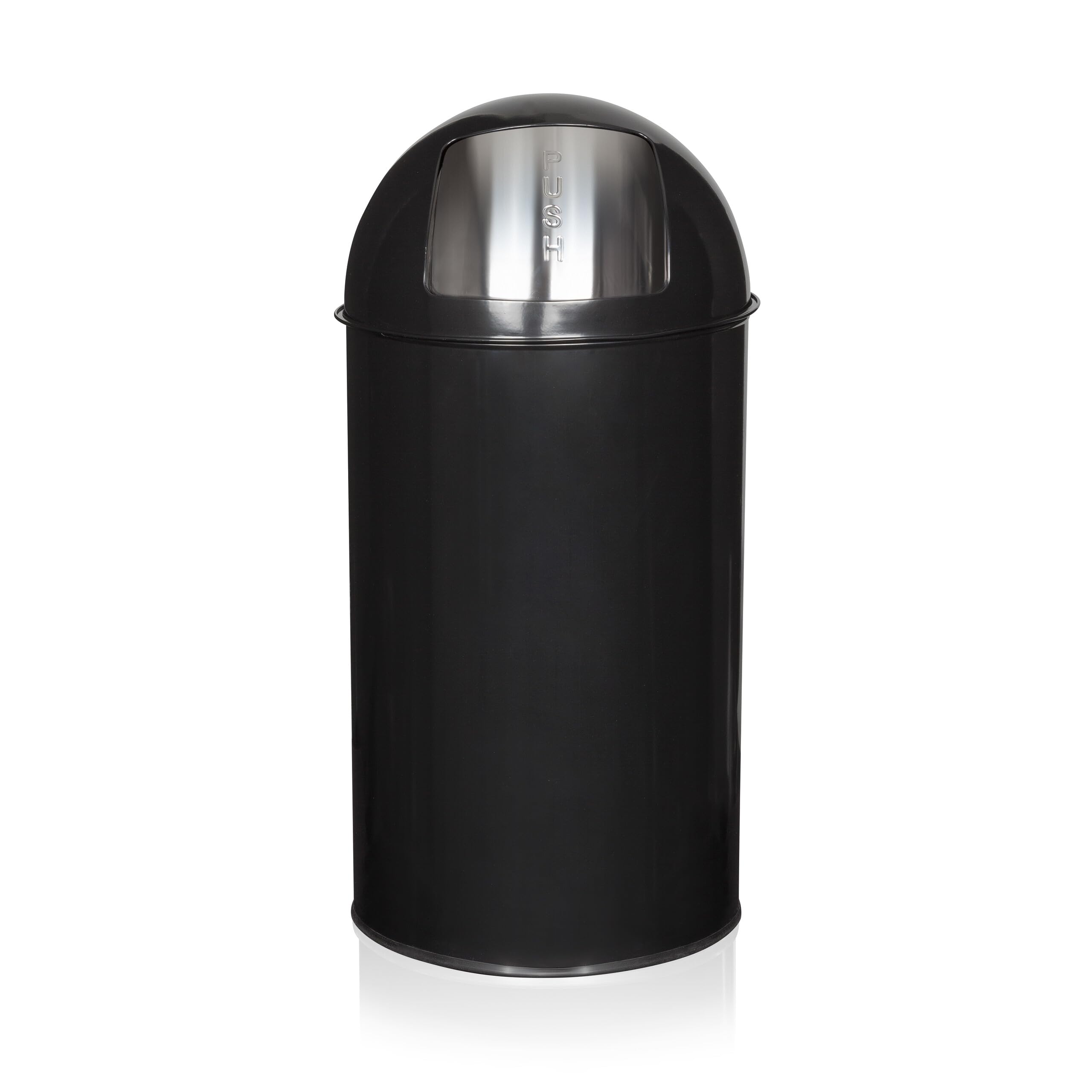 hjh OFFICE 741008 Poubelle XXL PUSH 50L noir Collecteur de déchets rétro avec clapet à poussoir