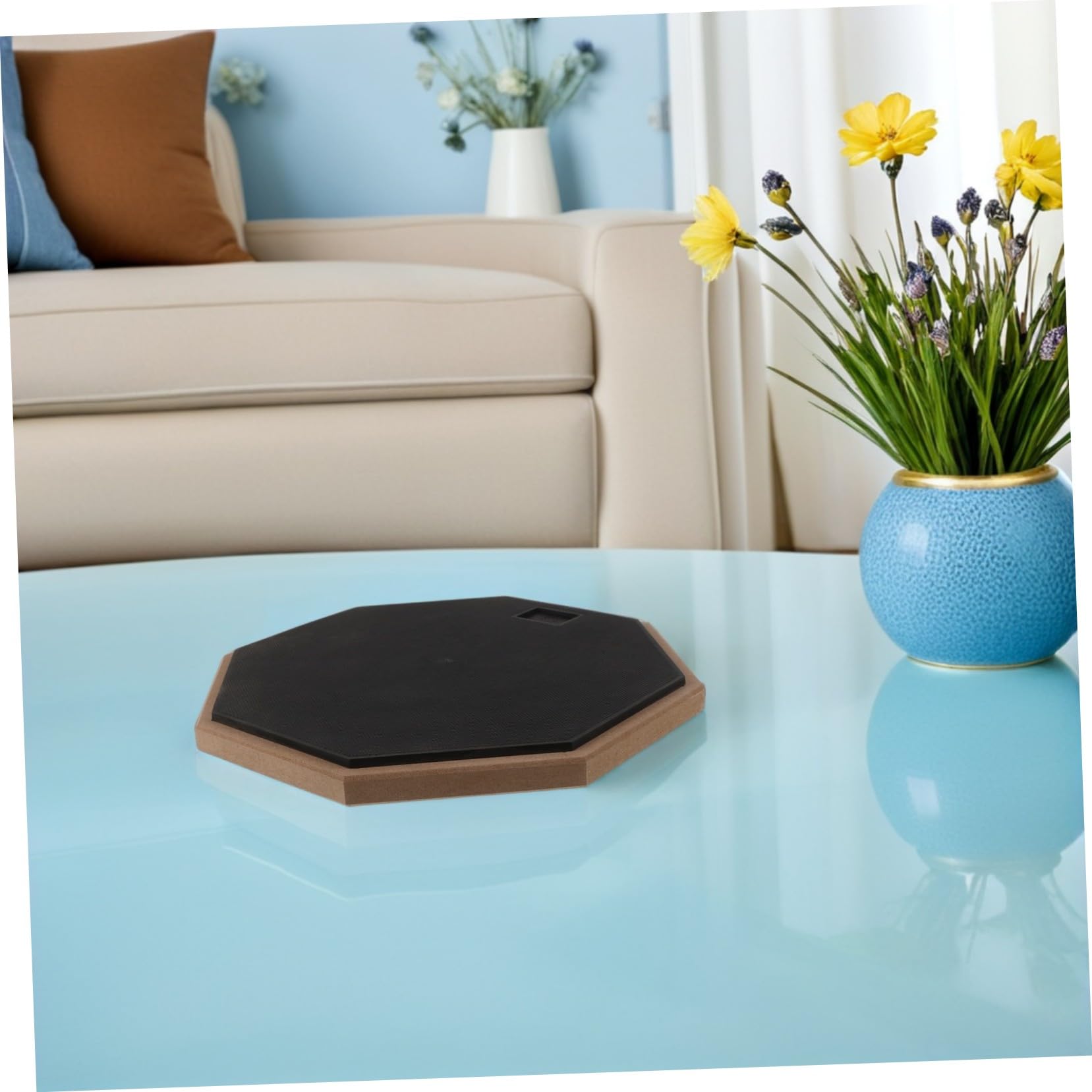 Pad de Práctica para Batería Silencioso y Portátil de 12 Pulgadas con Diseño Octogonal de Goma, Compacto y Estable para Uso en Casa o Escuela