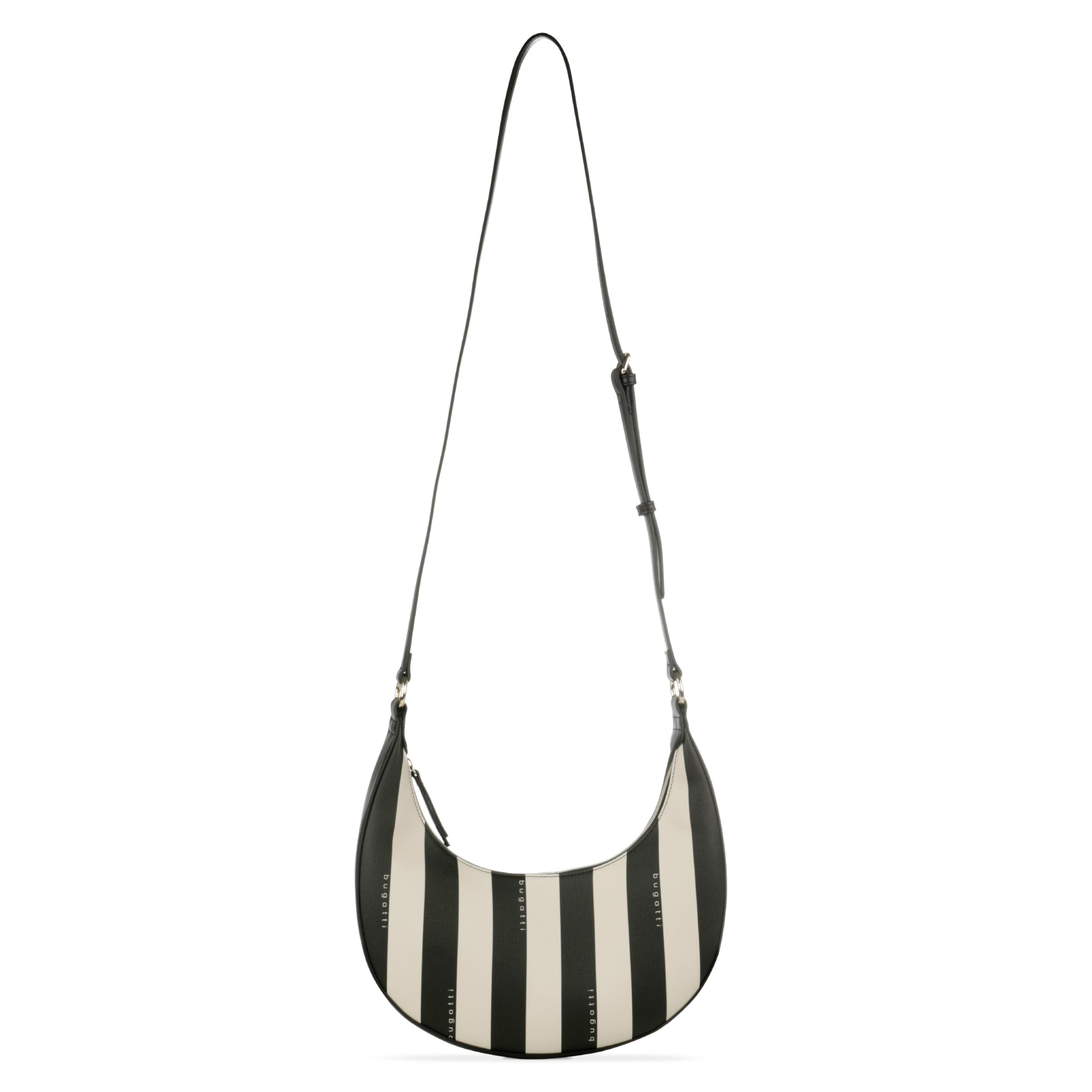 bugatti Cleo Half Moon Bag, Damen-Schultertasche aus gestreiftem Kunstleder