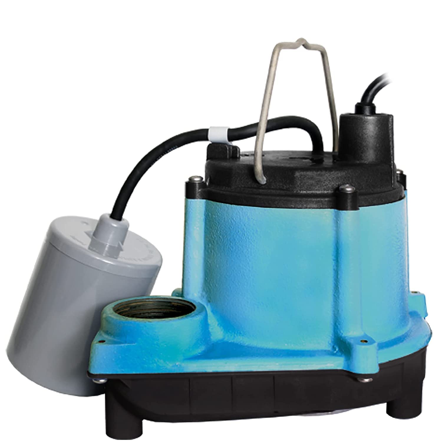 Little Giant 6-CIA-RFS 115 Volt, 1/3 HP, 2760 GPH Cast Iron Submersible Sump Pump with Piggyback Mechanical Float Switch, 10-Ft. Cord, Blue, 506171