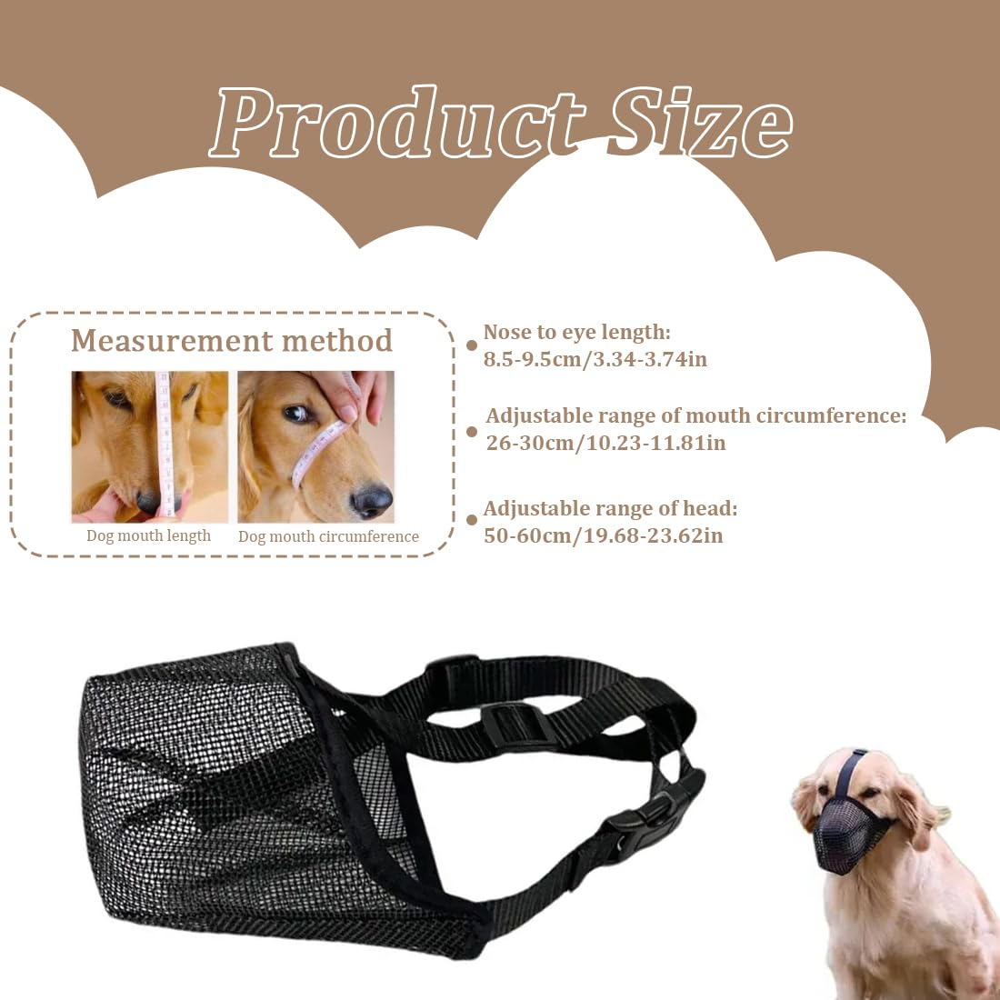 Museruola per Cani, Museruola Traspirante Cani Regolabile, Addestramento A Maschera, Copertura di Piccola Media Grande Taglia