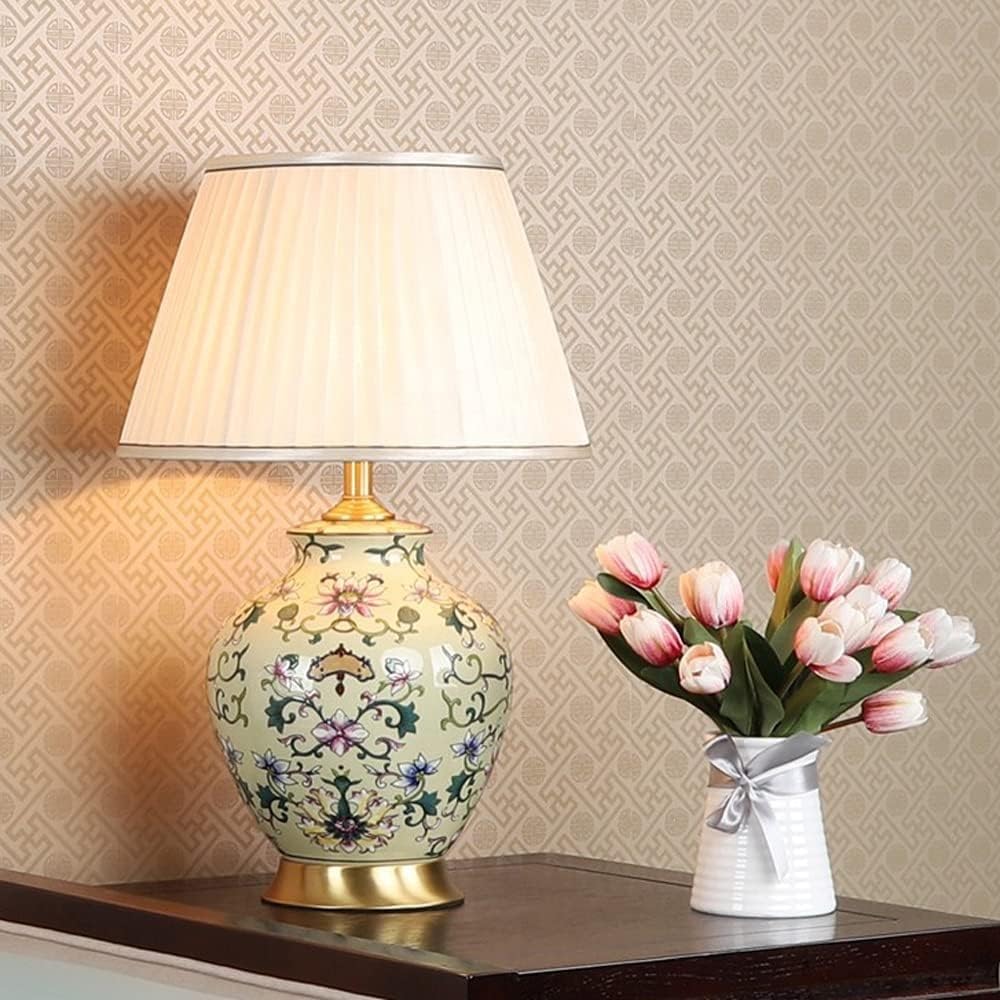 Lampada da tavolo in ceramica per camera da letto, comodino, soggiorno, decorazione, studio, illuminazione retrò con forma a barilotto