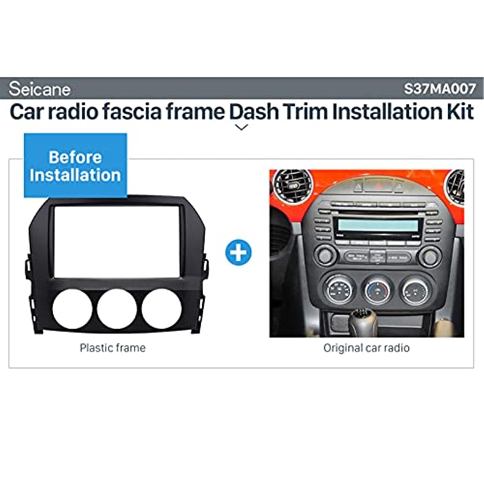 Cadre de navigation for tableau de bord, Akozon Double Din Radio Frame 2Din Car Stereo Dash Radio Fascia Frame Dash Panel Trim, for MX-5 Miata 2005-2015 Noir Installation de l'adaptateur de faç