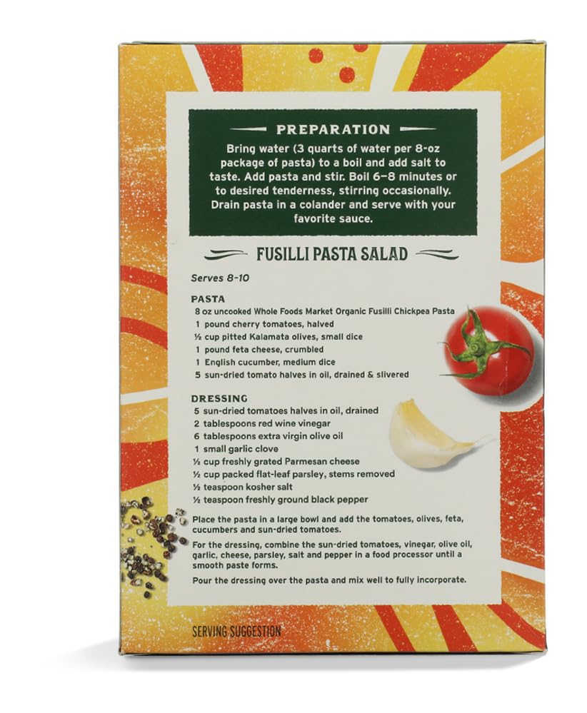 WHOLE FOODS MARKET Organic Fusilli Chickpea Pasta, 8 OZ image 2