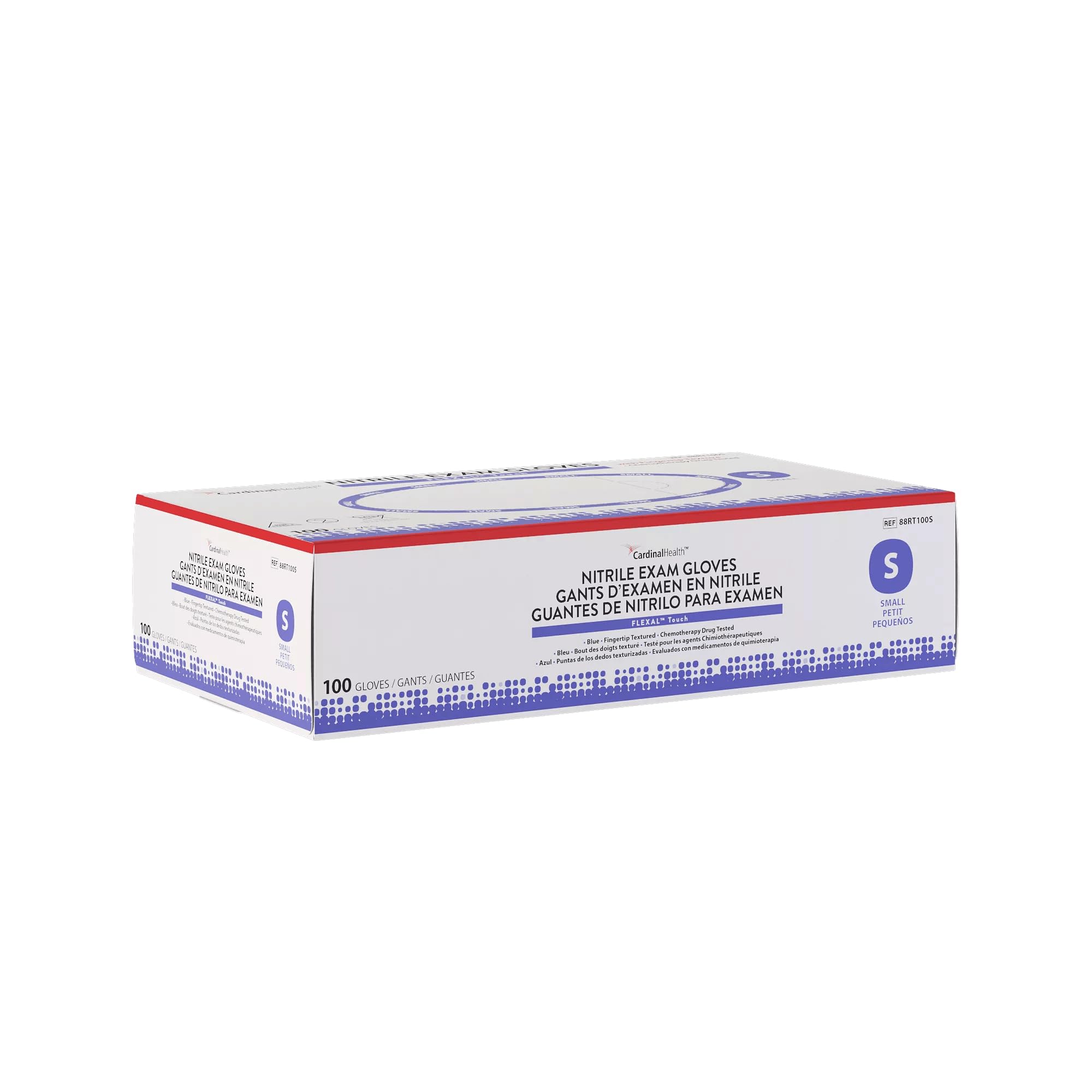 Cardinal Health™ Flexal Touch - Guantes de nitrilo para examen, color azul, talla S, 100EA/BX, 10BX/CS