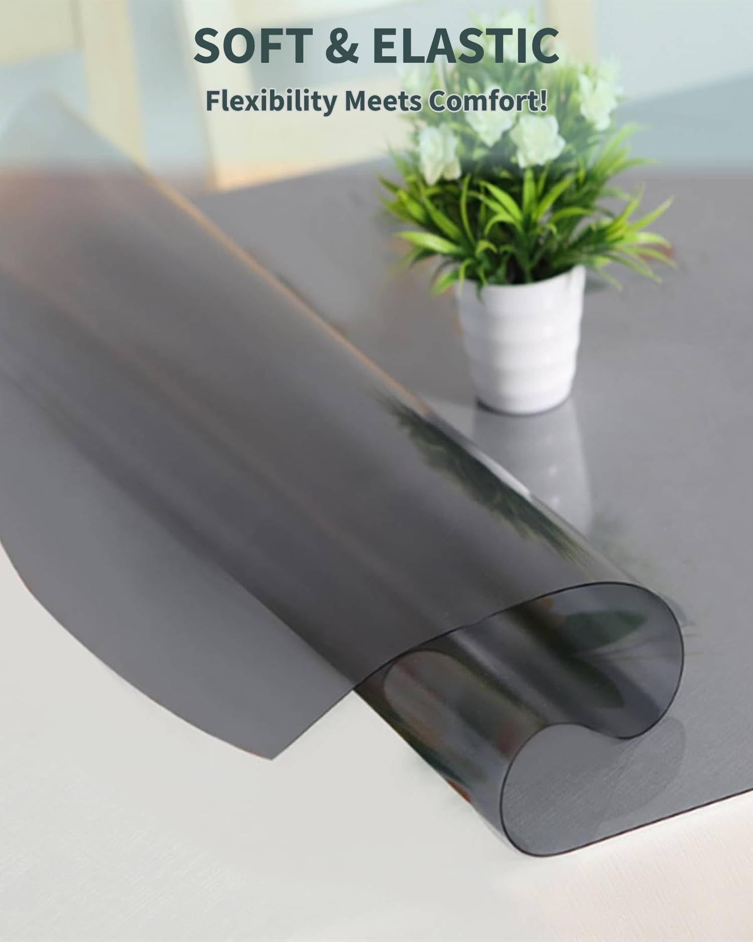 Copritavolo Trasparente PVC Nero Opaco 1,5mm—100x240cm, Tovaglia Plastificata Rettangolare Trasparente, Cerata Tavolo Impermeabile/Antimacchia, Tovaglia Da Esterno in PVC Per Uso Alimentare