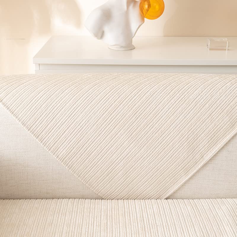 MINGPINHUIUS Sofabezug 1/2/3/4 Sitzer Überzug für L Form Sofa Couch Sessel Ecksofas, Weicher Samt Sofaüberwurf Rutschfest (Beige, 70 x 180 cm)