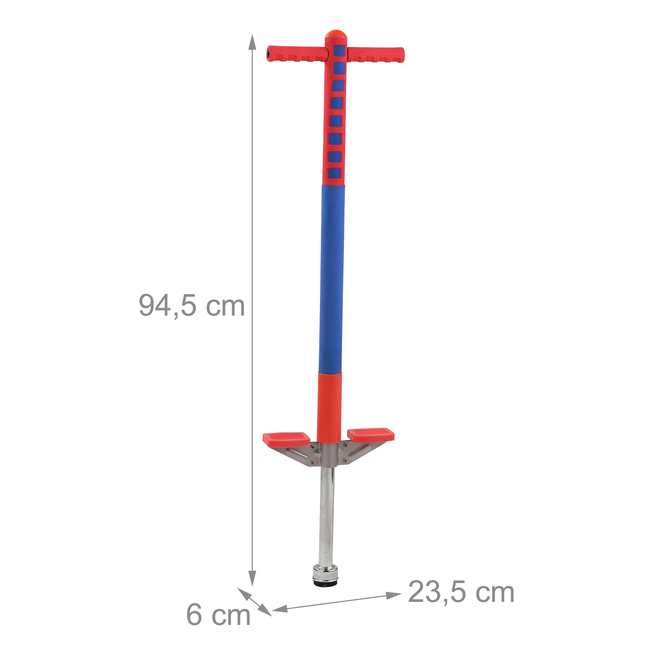 Relaxdays Pogo Stick, per Bambini, Bastone Elastico Fino a 35 kg, Imbottito, rutschfest, Acciaio Inossidabile, Blu/Rosso