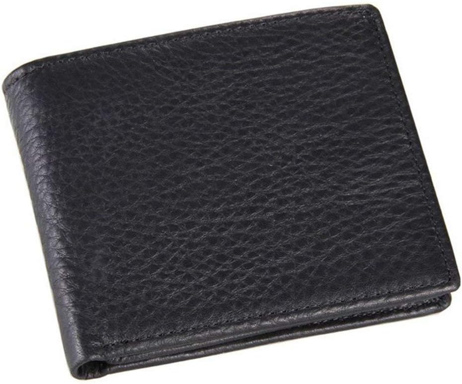 GENDI Genuine Crazy Horse Cowhide Leather Men Wallets Fashion Purse with Card Holder Vintage Short Wallet Clutch Wallet Black